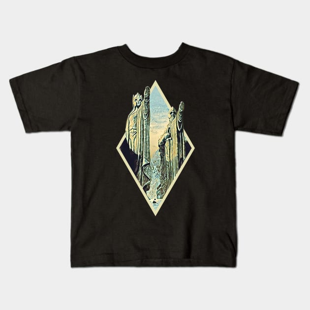 Kings by the River - Digital Art - Diamond Frame - Black - Fantasy Kids T-Shirt by Fenay-Designs